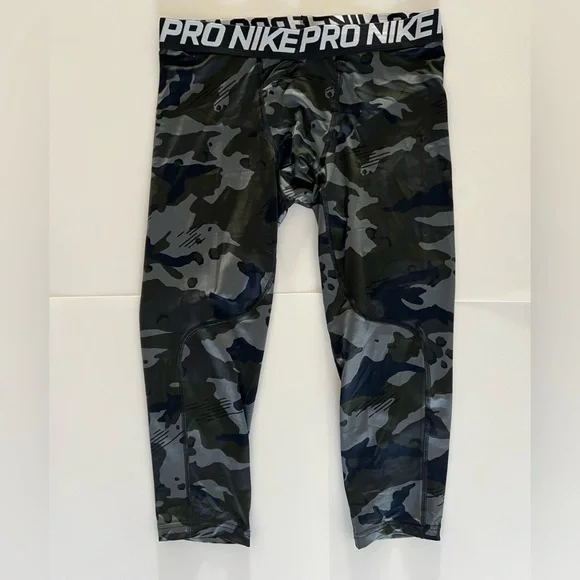 Nike Pants Mens Nike Pro Bluegreengrayblack Camo Training